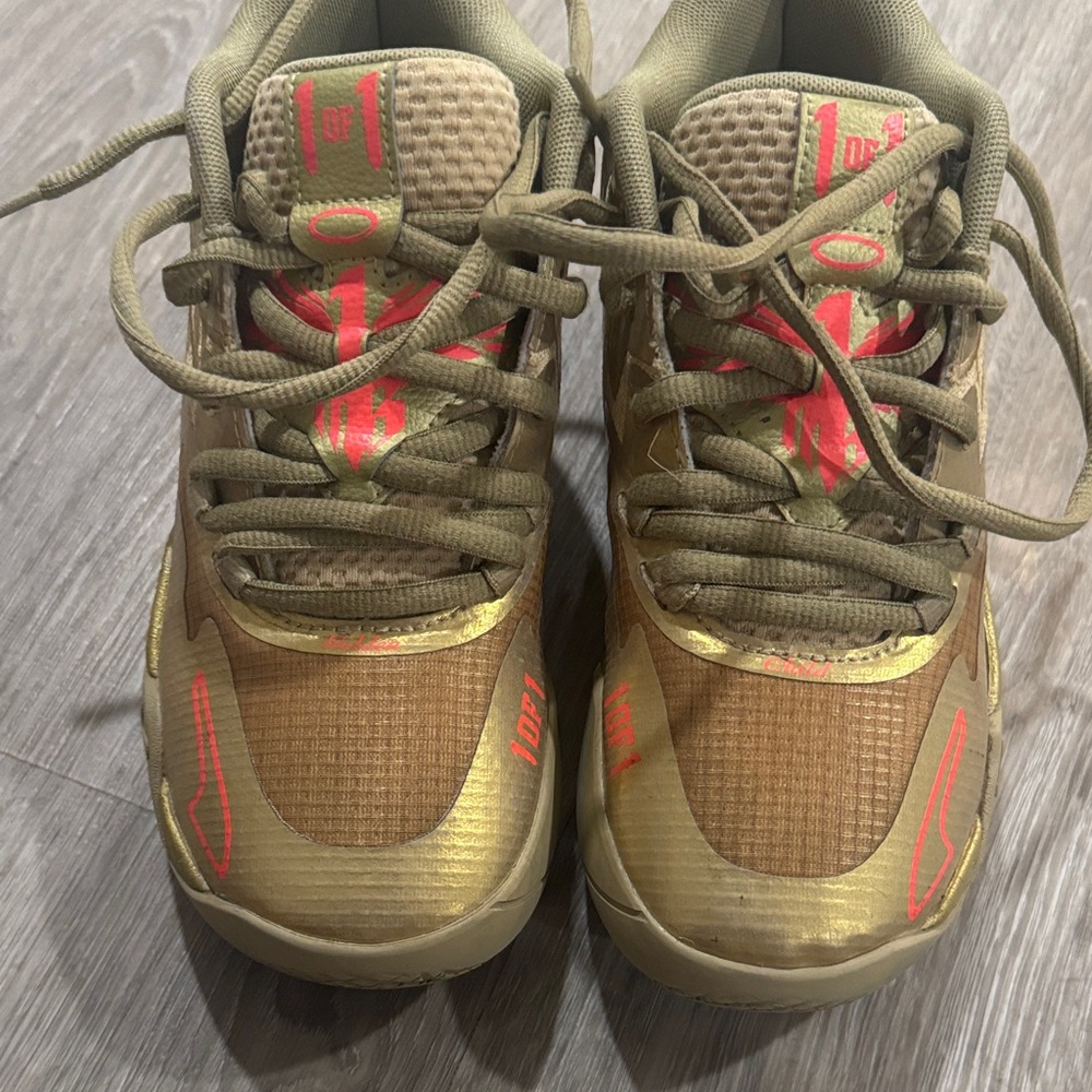 Puma Kids Sneakers in Gold and Pink Lemelo Ball - Picture 6 of 9